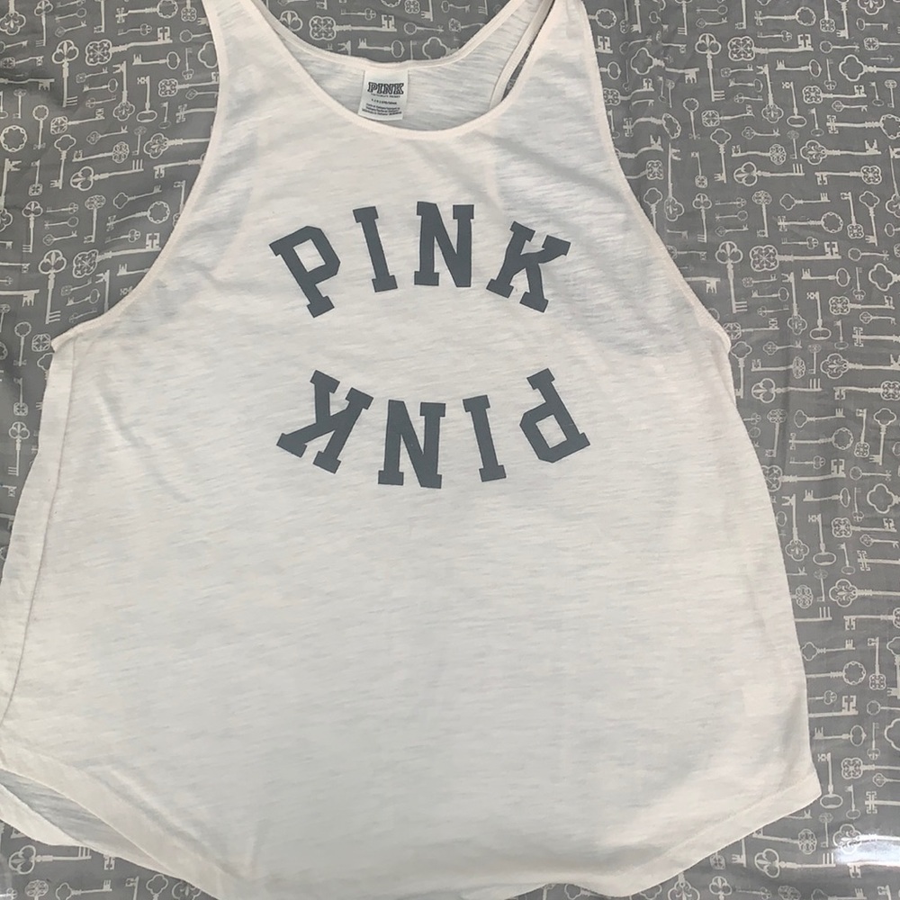 Victoria’s Secret, Pink White Tank Top. Size Large. Only worn twice.